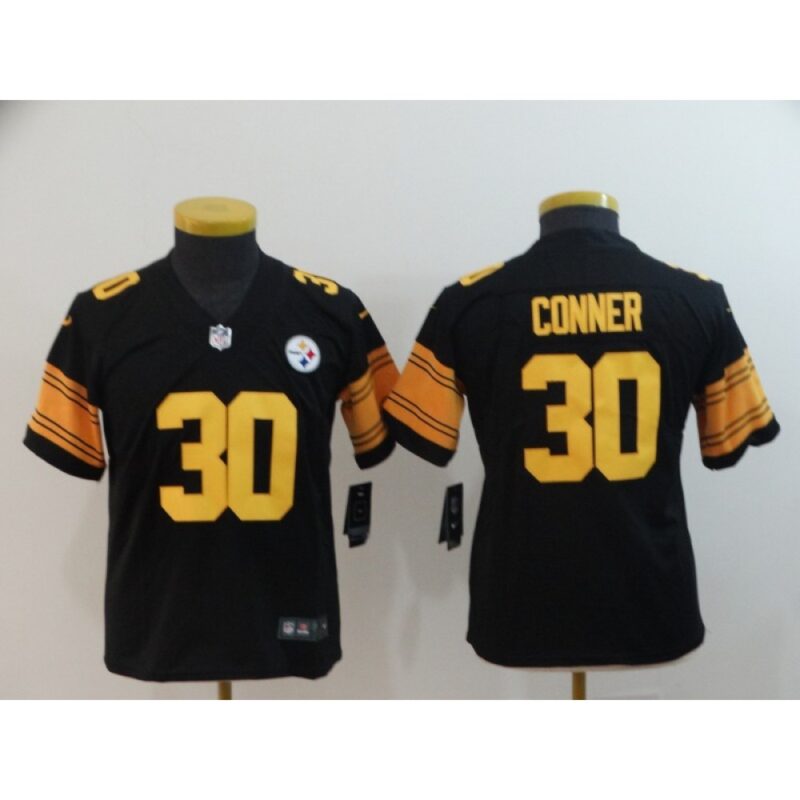 68616f8e9cc42_1 Youth Pittsburgh Steelers #30 James Conner Black Limited Rush NFL Stitched Jersey