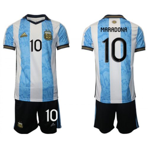 68616fb97460b_1 Men's Argentina #10 Diego Maradona White/Blue Home Soccer Jersey Suit