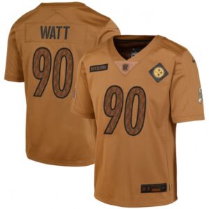 68617008e5a08_1 Youth Pittsburgh Steelers #90 T.J. Watt 2023 Brown Salute To Service Limited Stitched Football Jersey