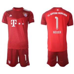 68617020f3bd4_1 Men's FC Bayern Munchen #1 Neuer Red Home Soccer Jersey Suit