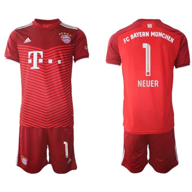 68617020f3bd4_1 Men's FC Bayern Munchen #1 Neuer Red Home Soccer Jersey Suit