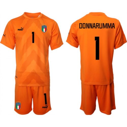 6861703709709_1 Men's Italy #1 Donnarumma Orange Goalkeeper Soccer Jersey Suit