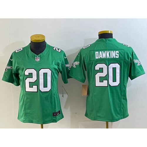 68617081f2193_1 Youth Philadelphia Eagles #20 Brian Dawkins Kelce Green 2023 F.U.S.E. Stitched Football Jersey