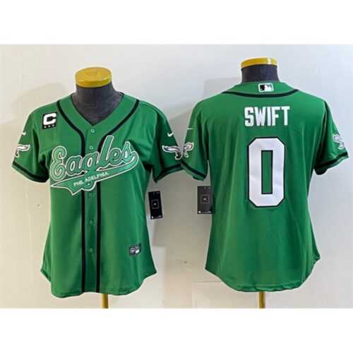 686170874273d_1 Youth Philadelphia Eagles #0 D'andre Swift Green With 3-Star C Patch Cool Base Stitched Baseball Jersey