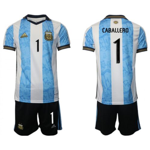 6861708fdaaf0_1 Men's Argentina #1 Caballero White/Blue Home Soccer Jersey Suit