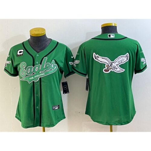 6861709d292ba_1 Youth Philadelphia Eagles Green Team Big Logo With 3-Star C Patch Cool Base Stitched Baseball Jersey