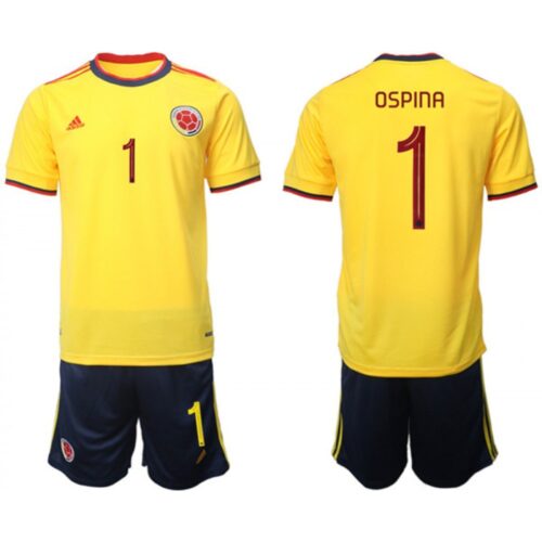 686170adf2b32_1 Men's Colombia #1 Ospina Yellow Home Soccer Jersey Suit