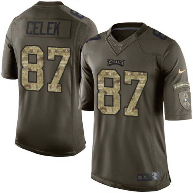 686170f85fca6_1 Eagles #87 Brent Celek Green Youth Stitched NFL Limited Salute to Service Jersey