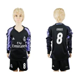 68617102a618c_1 Real Madrid #8 Kroos Sec Away Long Sleeves Kid Soccer Club Jersey