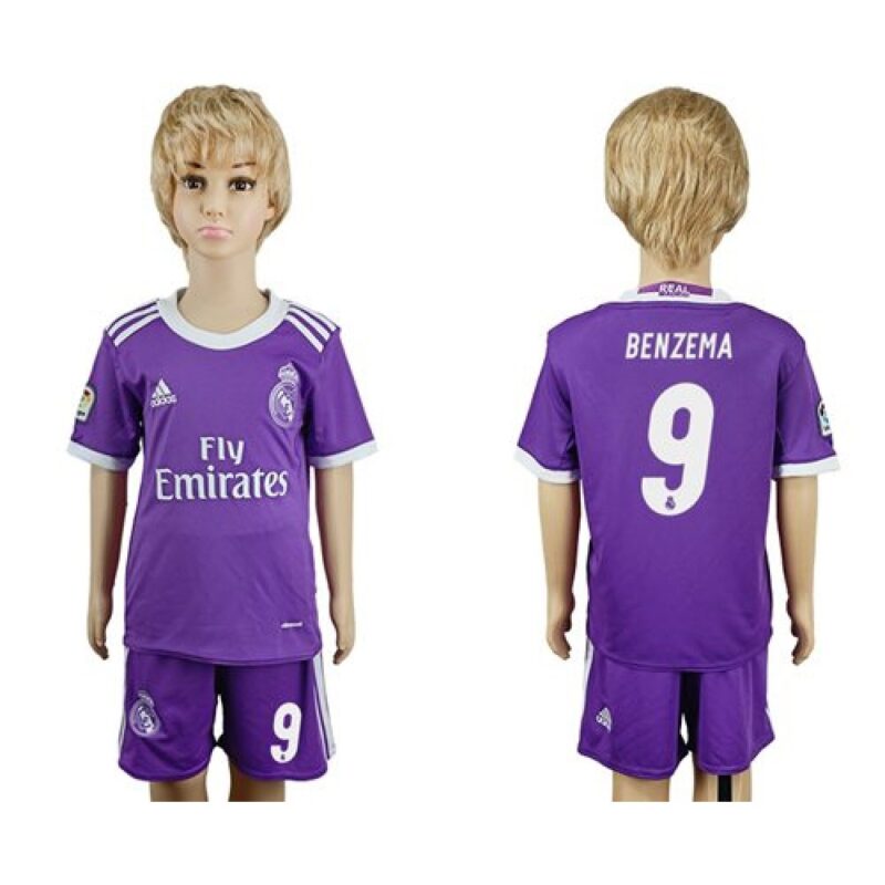 686171053961e_1 Real Madrid #9 Benzema Away Kid Soccer Club Jersey