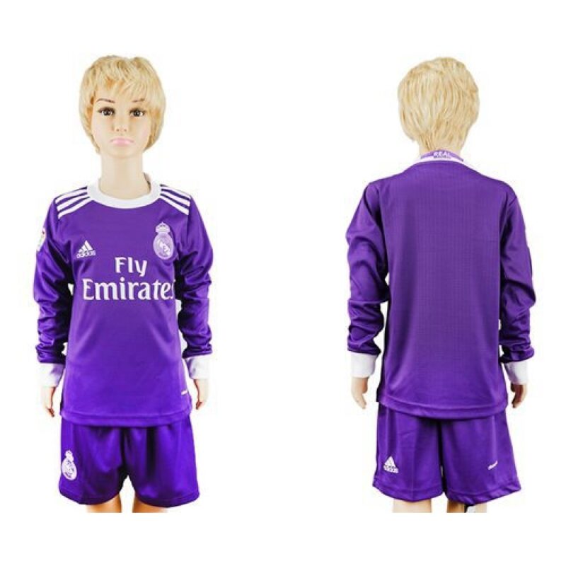 686171126a3f5_1 Real Madrid Blank Away Long Sleeves Kid Soccer Club Jersey
