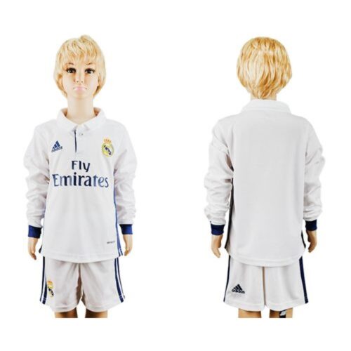 686171154c8da_1 Real Madrid Blank Home Long Sleeves Kid Soccer Club Jersey