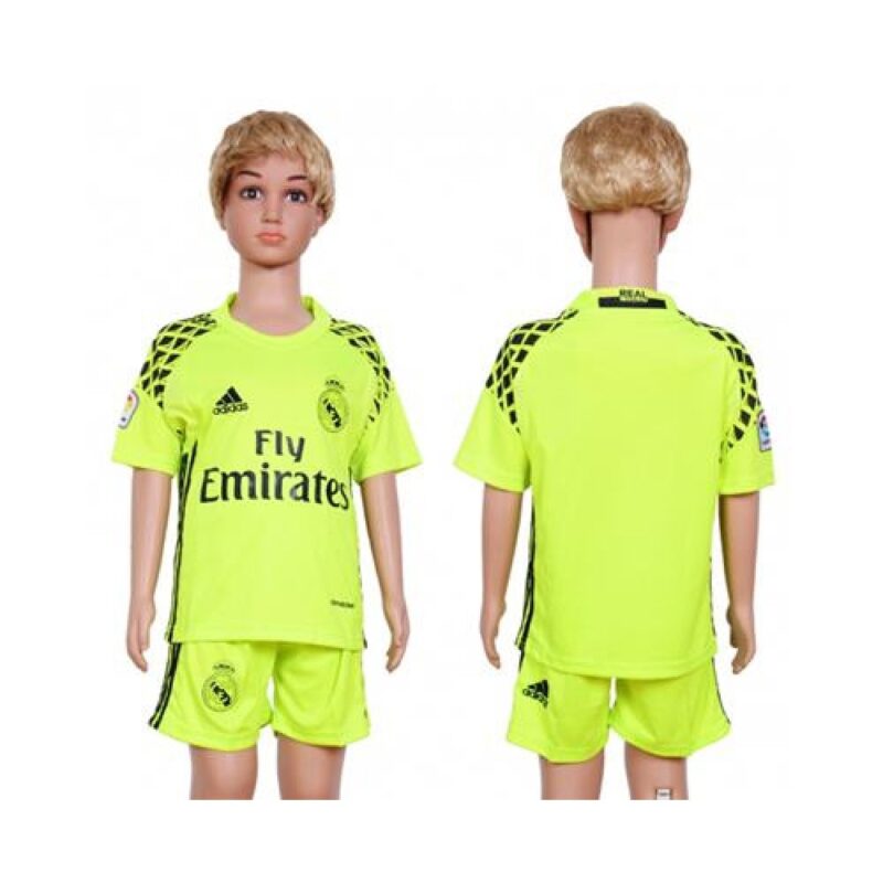 6861711e112db_1 Real Madrid Blank Shiny Green Goalkeeper Kid Soccer Club Jersey