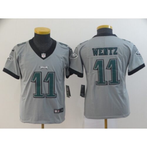 68617120d476a_1 Youth Philadelphia Eagles #11 Carson Wentz Silver Inverted Legend Stitched NFL Jersey