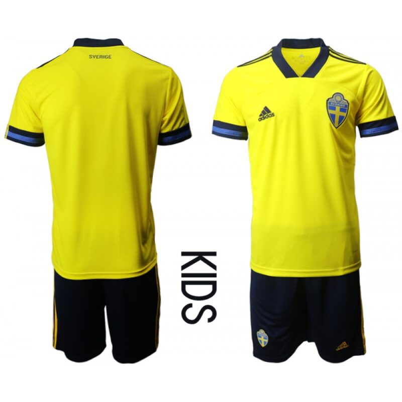 6861713404bbf_1 Sweden Blank Home Kid Soccer Country Jersey