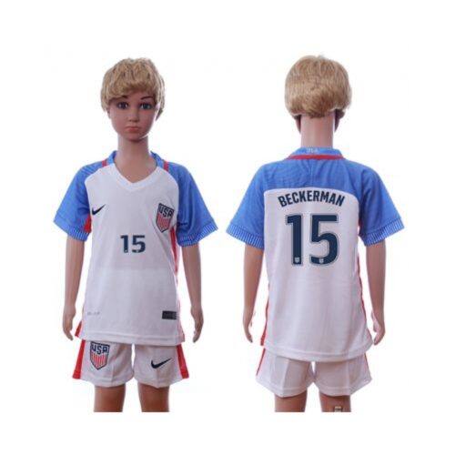 686171467ce0e_1 USA #15 Beckerman Home Kid Soccer Country Jersey