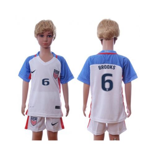 6861716f12a07_1 USA #6 Brooks Home Kid Soccer Country Jersey