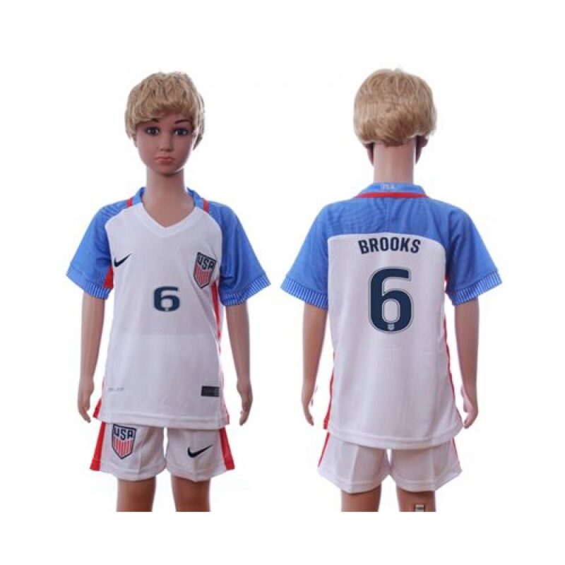 6861716f12a07_1 USA #6 Brooks Home Kid Soccer Country Jersey