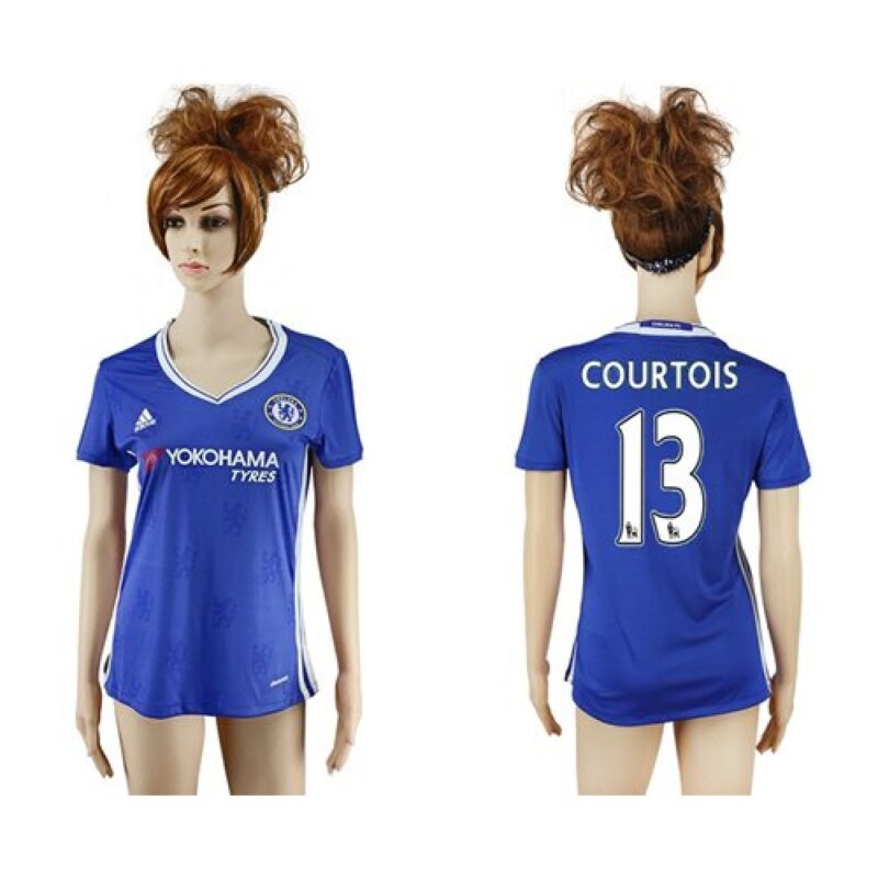 6861718948717_1 Women's Chelsea #13 Courtois Home Soccer Club Jersey