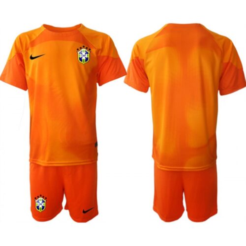 686171aea71ce_1 Men's Brazil Orange Goalkeeper2022 FIFA World Cup Soccer Jersey Suit