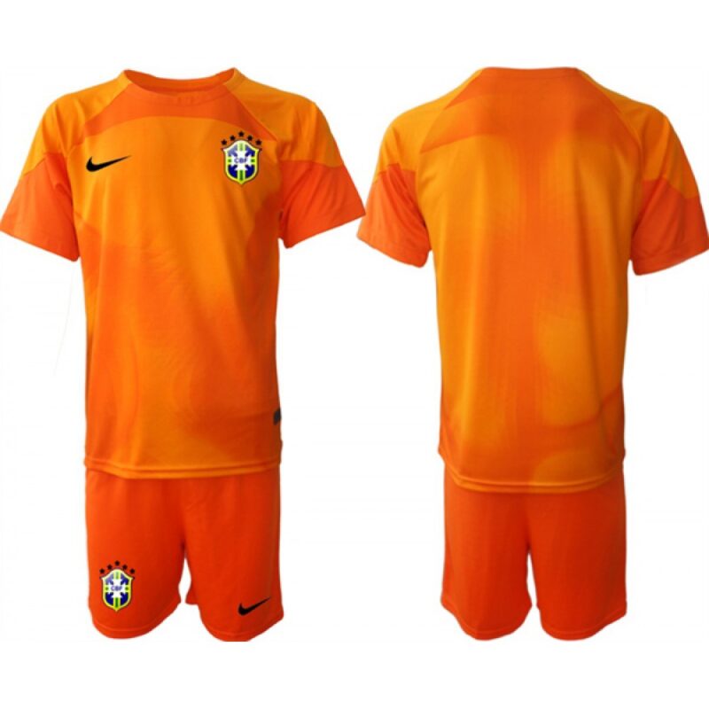 686171aea71ce_1 Men's Brazil Orange Goalkeeper2022 FIFA World Cup Soccer Jersey Suit