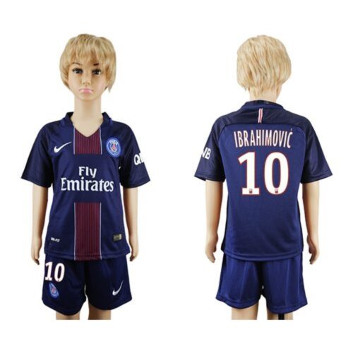6861724998ec6_1 Paris Saint-Germain #10 Ibrahimovic Home Kid Soccer Club Jersey