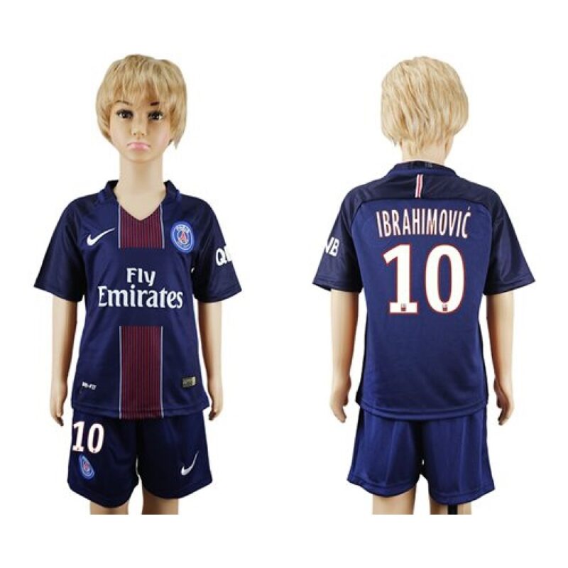 6861724998ec6_1 Paris Saint-Germain #10 Ibrahimovic Home Kid Soccer Club Jersey