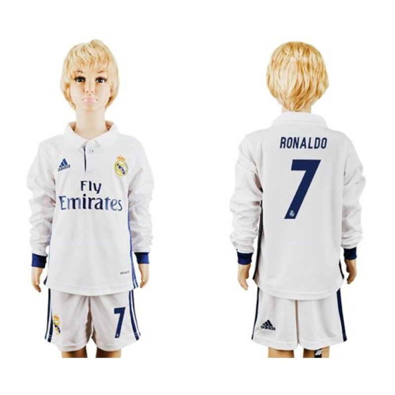 6861725e6d8e2_1 Real Madrid #7 Ronaldo Home Long Sleeves Kid Soccer Club Jersey