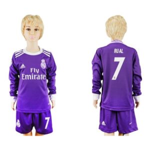 68617263d8b06_1 Real Madrid #7 Rual Away Long Sleeves Kid Soccer Club Jersey