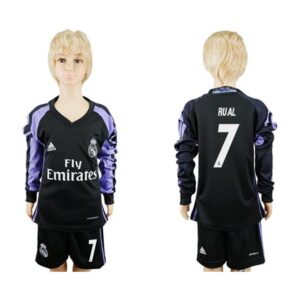 686172697db1f_1 Real Madrid #7 Rual Sec Away Long Sleeves Kid Soccer Club Jersey