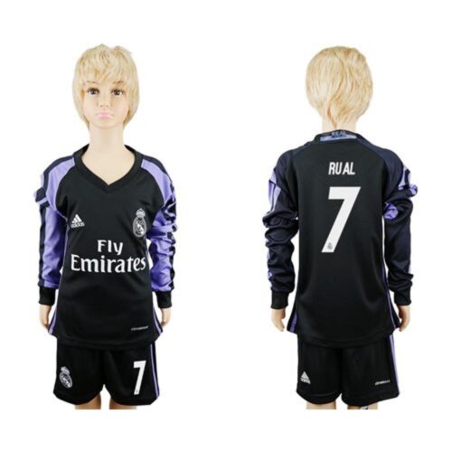 686172697db1f_1 Real Madrid #7 Rual Sec Away Long Sleeves Kid Soccer Club Jersey