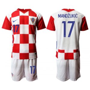 6861728d4e119_1 Croatia #17 Mandzukic Home Kid Soccer Country Jersey
