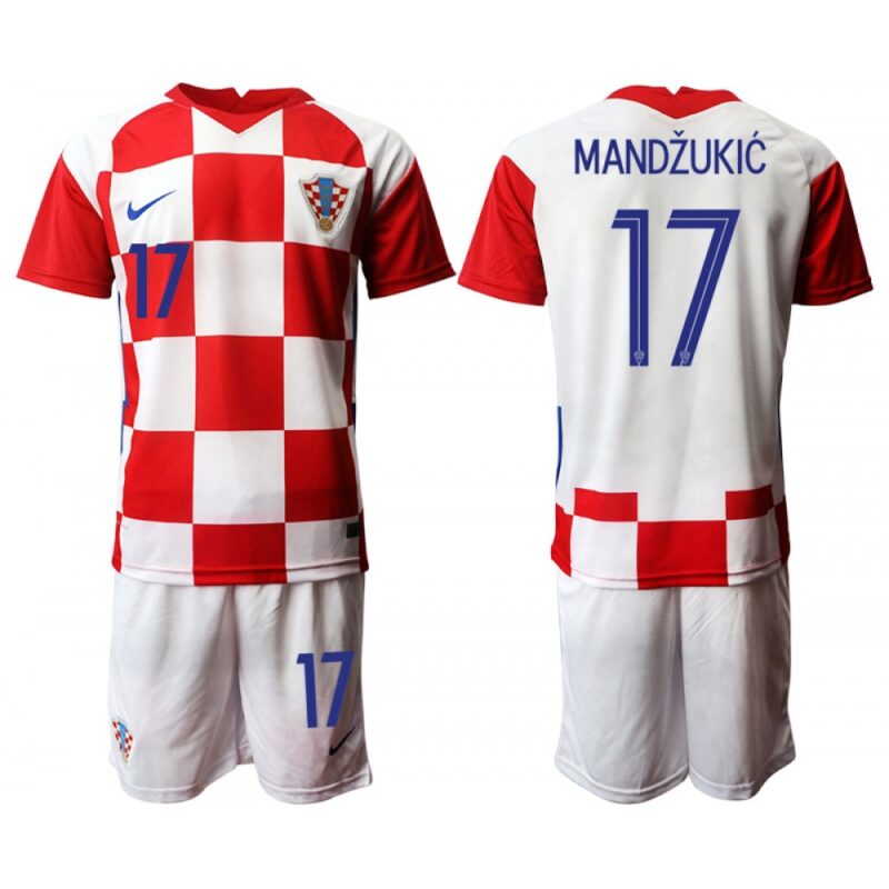 6861728d4e119_1 Croatia #17 Mandzukic Home Kid Soccer Country Jersey