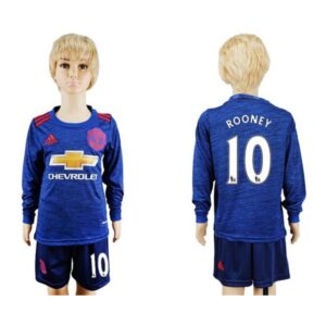 686172d5e3ce4_1 Manchester United #10 Rooney Away Long Sleeves Kid Soccer Club Jersey