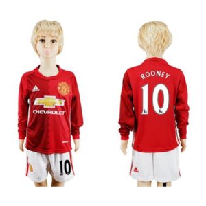 686172dbcedce_1 Manchester United #10 Rooney Home Long Sleeves Kid Soccer Club Jersey
