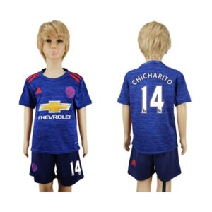 686172e190699_1 Manchester United #14 Chicharito Away Kid Soccer Club Jersey
