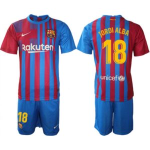 686172ea2f2a5_1 Men's Barcelona #18 Jordi Alba 2021/22 Home Soccer Jersey Suit