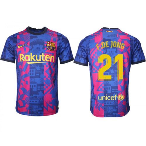 686172efc96d5_1 Men's Barcelona #21 Frenkie de Jong 2021/22 training suit version Soccer Jersey
