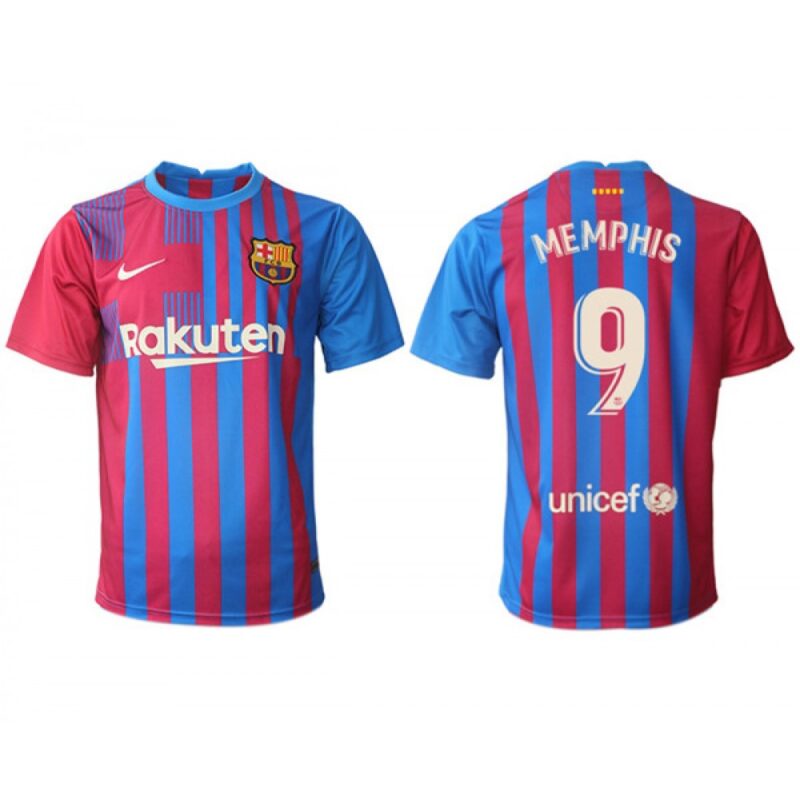 686172f2c63dc_1 Men's Barcelona #9 Memphis 2021/22 Home Soccer Jersey
