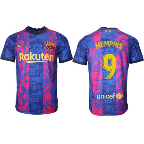 686172f89caff_1 Men's Barcelona #9 Memphis 2021/22 training suit version Soccer Jersey