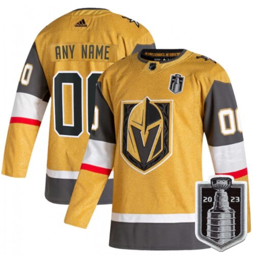 6861738d0b76f_1 Men's Vegas Golden Knights Customized Gold 2023 Stanley Cup Final Stitched Jersey