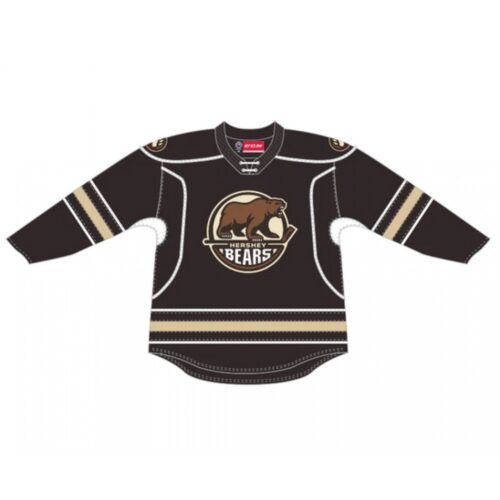 686173f8e193b_1 Men's Hershey Bears Custom Premier Brown Stitched Jersey