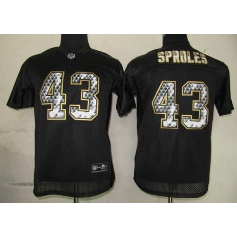 68617436ba633_1 Sideline Black United Saints #43 Darren Sproles Black Stitched Youth NFL Jersey