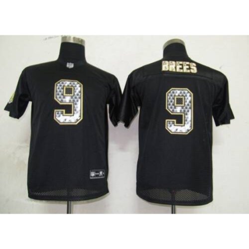 686174544de8e_1 Sideline Black United Saints #9 Drew Brees Black Stitched Youth NFL Jersey