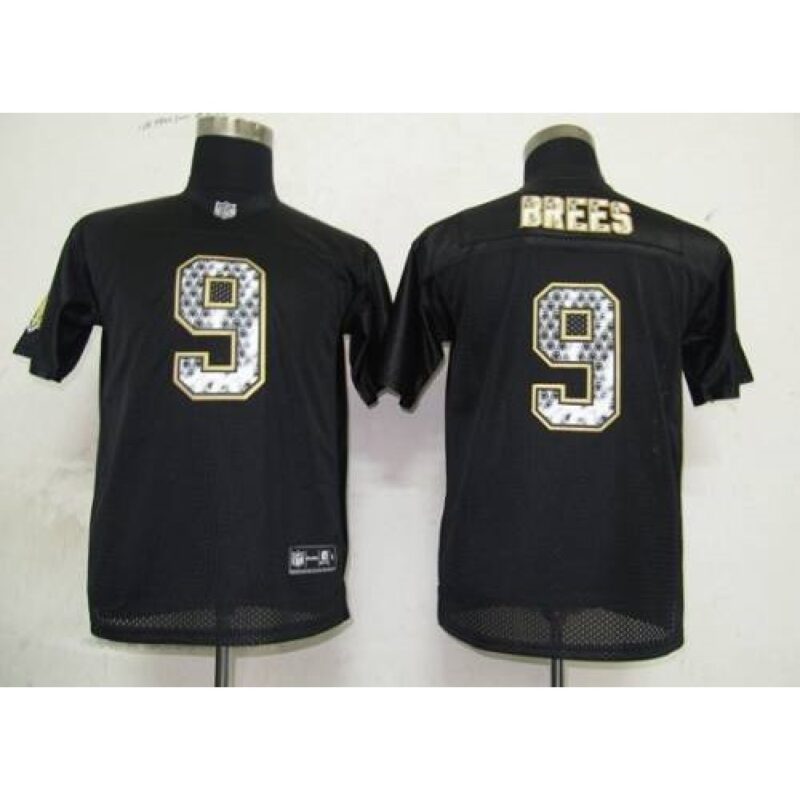 686174544de8e_1 Sideline Black United Saints #9 Drew Brees Black Stitched Youth NFL Jersey