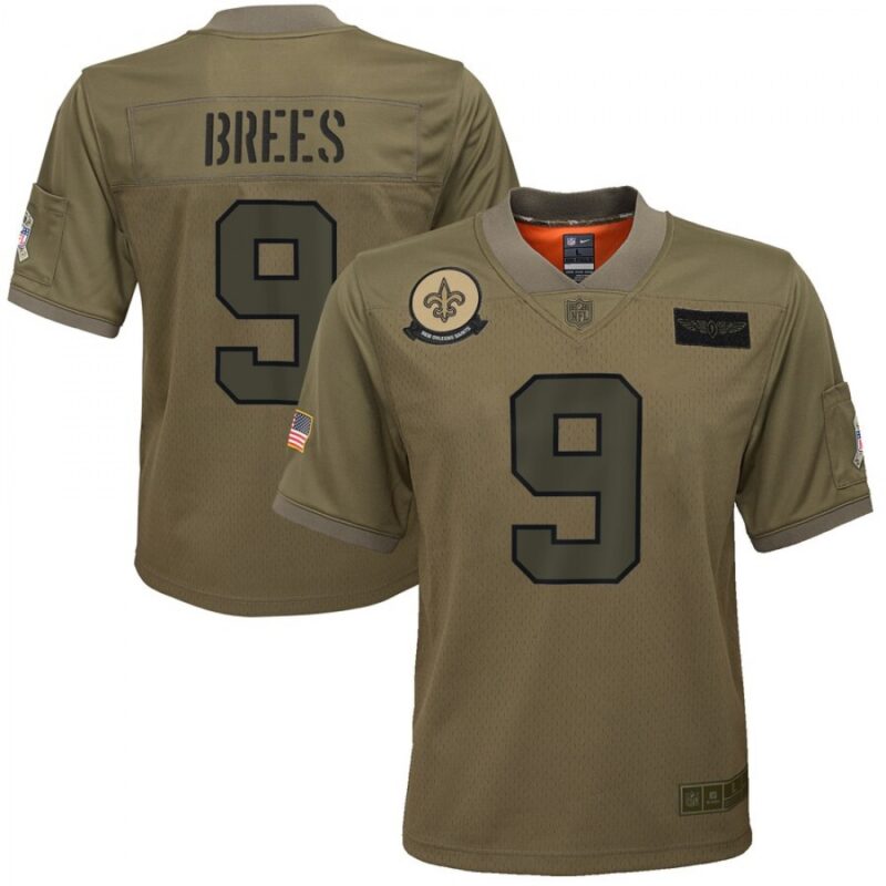6861749e80471_1 Youth New Orleans Saints #9 Drew Brees 2019 Camo Salute To Service Stitched NFL Jersey