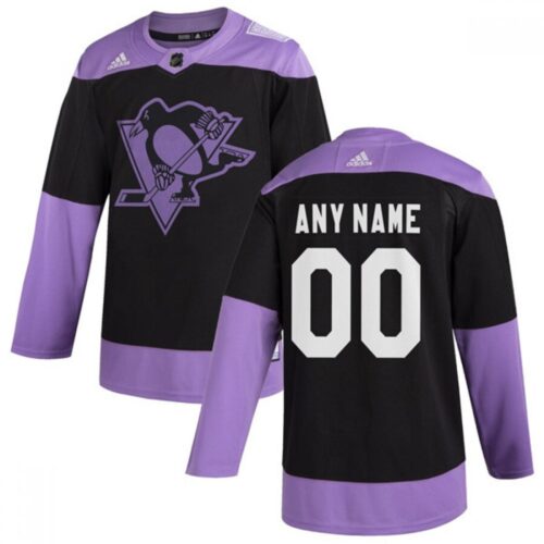 686174a47b54b_1 Men's Pittsburgh Penguins Black Hockey Fights Cancer Custom Practice NHL Stitched Jersey