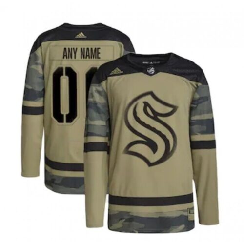 686174c13470f_1 Men's Seattle Kraken Custom Olive Salute To Service Stitched Jersey