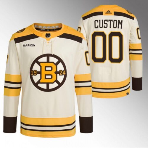 686175de841db_1 Men's Boston Bruins Custom Cream With Rapid7 Patch 100th Anniversary Stitched Jersey