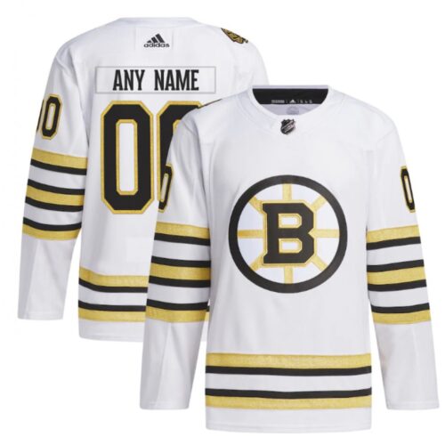 686175e90f49f_1 Men's Boston Bruins Custom White 100th Anniversary Stitched Jersey